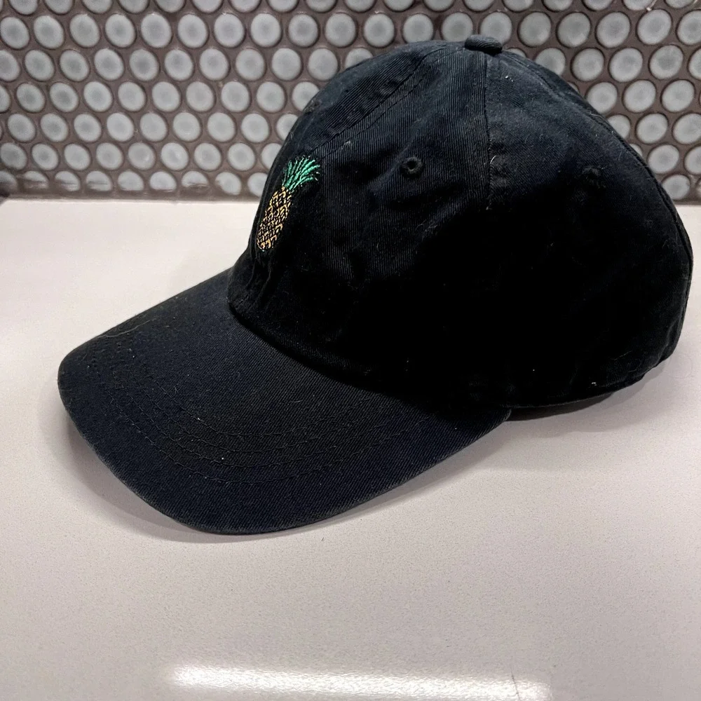 Pineapple Hat Cap Black Hat Strap Back‎ Adjustable Adult Logo Fruit Unstructured